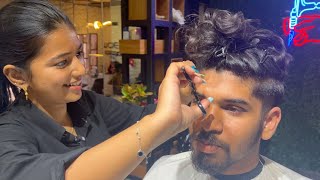 LONG TO SHORT HAIRCUT BY FEMALE BARBER || @missbarber348 || RAINBOW BEAUTY AND T