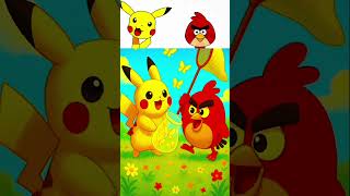 Pikachu & Red Angry Bird Catch The Wonder Erfly ...