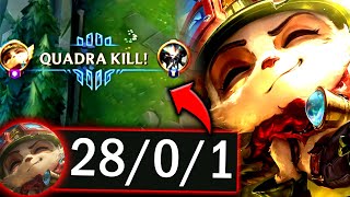Teemo Top Can Literally 1V9 The Full Enemy Team Quadra Kill - 2025 Teemo Top Gameplay Guide