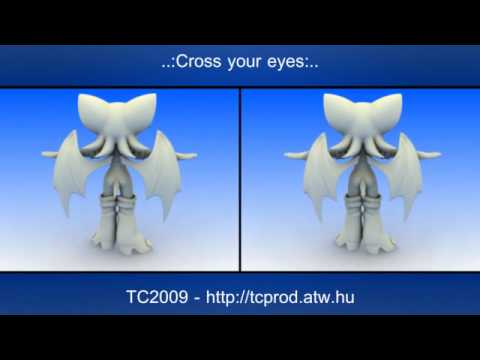 3D Sonic model Rouge CrossEye Stereo no glasses needed 