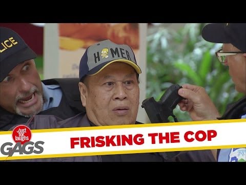Cop Frisks Cop And Finds Naked Gun!