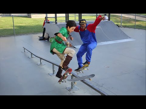 Link and Mario Double Boardslide