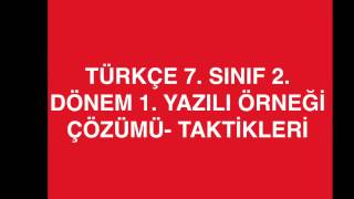 7. Sinif Türkçe 2. Dönem 1. Yazili Örneği̇- Takti̇kler Ve Kisayollar