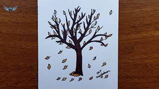 Sonbahar ağacı nasıl çizilir yaprakları dökülen ağaç çizimi
