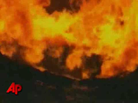 Raw Video: Okla. Gas Fire Send Flames Skyward