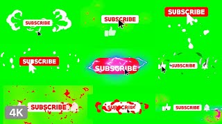 9 2d Cartoon Youtube Subscribe and Like Button - Green Screen Template | Easy to