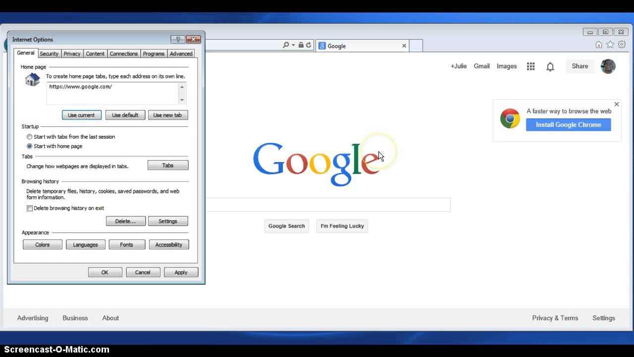 How to Change Your Internet Explorer Home Page - YouTube