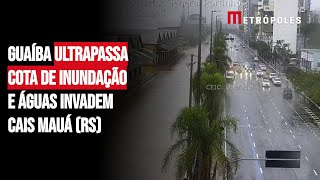 Guaíba ultrapassa cota de inundação e águas invadem Cais Mauá (RS)