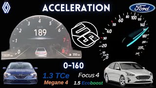 acceleration Battle Ford Focus 4 1.5 Ecoboost 150 Hp VS Renault Megane 1.3 Tce 1