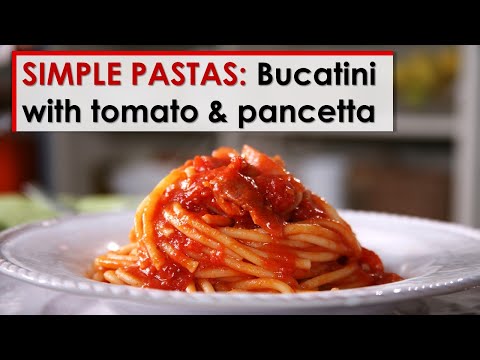 VIDEO : simple pastas: bucatini all' amatriciana - i prepare bucatini with pancetta, tomato, and onion. ...