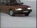 A red SAAB 900 driven by Erik Carlsson on the snow