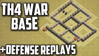 Clash Of Clans Th4 Wartrophy Base Layout With Defense Replays