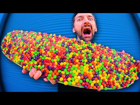 WE MADE SKITTLES CANDY INTO SKATEBOARD GRIPTAPE!