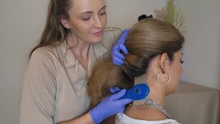 Asmr Detailed & Delicate Nursing Scalp Check With Blue Comb Therapy For Tingles - No Talking Asmr