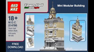 Microscale Version Of Lego Set 10224 - Town Hall Instructions