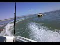 Crazy kids flying on a tube