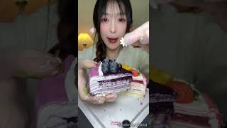 Crepecream Cake Dessertasmr Eating Show Challenge Mukbang