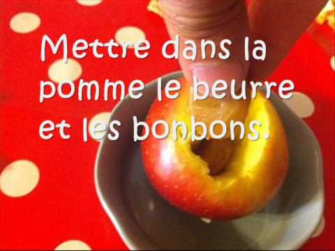 Pomme au four avec bonbons au café