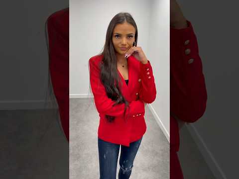 Victoria Gold Button Double Breasted Tailored Blazer - Red Victoria Gold Button Double Breasted Tailored Blazer - Red