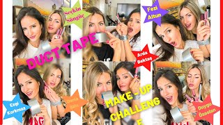 Eller Duct Tape İle Bağli Eyeli̇ner Çekmek Ve Ruj Sürmek Yerse Make Up Challenge Ti̇ktok