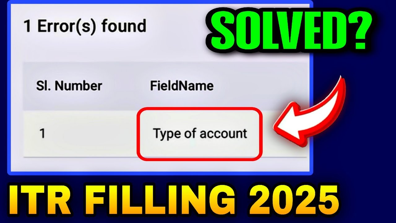 Type Of Account Error In Itr Filing | Itr Error Type Of Type Of Account Error In Itr Filing | Itr Error Type Of