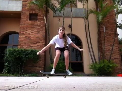 Girl Falls on Skateboard Ollie Attempt Classic Epic Fail April Fool's