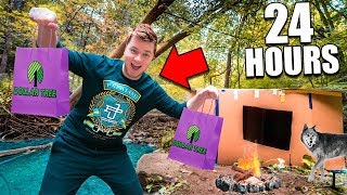 24 Hour Box Fort In The Woods ? Dollar Store Survival Challenge (Part 1)