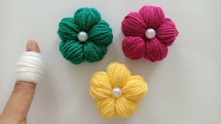 Kolay Çiçek Yapımı / Easy Woolen Flowers  Making -Sewing Hack