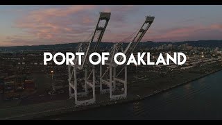 Oakland Aerial: Port of Oakland Sunset