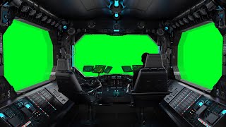Футаж на зеленом фоне. В кабине космического корабля на зеленом фоне. Хромакей. chroma key.