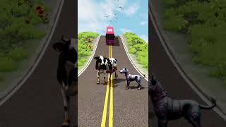 Cow & Cyber Dog Vs Bus Beamng Drive
