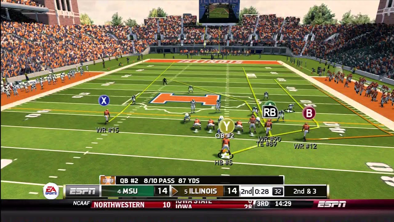 NCAA Football 14 Gameplay: Illinois vs. Michigan State (Xbox 360) - YouTube
