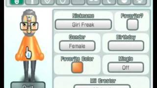 Nintendo Wii - Girl Freak Mii Mashed Face Mii