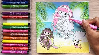 Chị Chim Xinh Tô Màu Nàng Tiên Cá Chibi Bằng Màu Lông - Painting Mermaid Toys