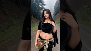 Luxurious Black & D Velvet Saree Look Plus Size Glam Saree Styling