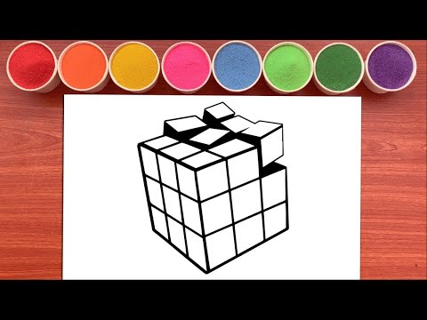 Học Vẽ, Tô Màu Tranh Cát Rubik 3x3 - Sand Painting Rubik Cube (Rainbow Candy)