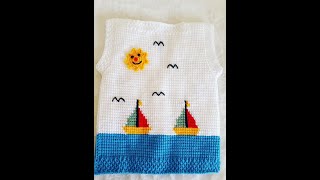 Tunus Işi Bebek Yelek Yapımı & Tunisian Baby Vest Making
