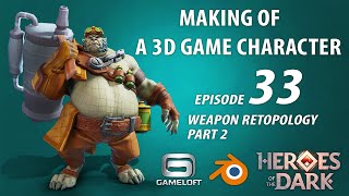 Weapon Retopology Part 2 - Create A Commercial Game 3D Character Episode 33