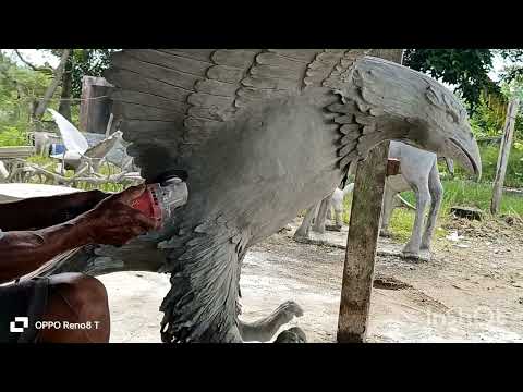 proses pembuatan patung burung elang