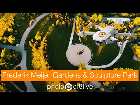 4K Drone Footage of Frederik Meijer Gardens &amp; Sculpture Park in Grand Rapids, Michigan