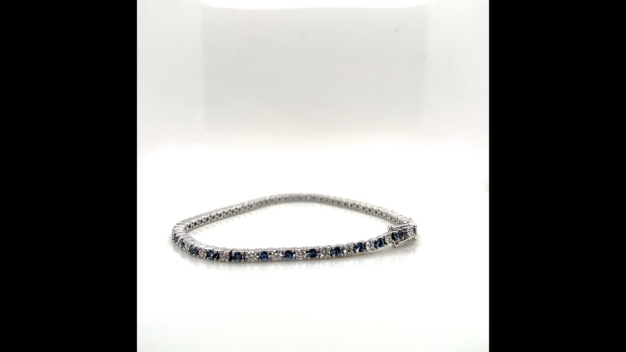 Montana Yogo Sapphire & Diamond Line Bracelet 14K White Gold