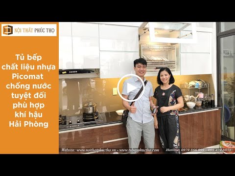 Tủ bếp nhựa Picomat phủ Acrylic bóng gương | Nội Thất Phúc Thọ - nhà Chú Dũng - Cầu Quay, Hải Phòng