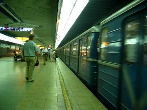 Софийско метро - Sofia Metro EMU calling at Опълченска - Opalchenska station.