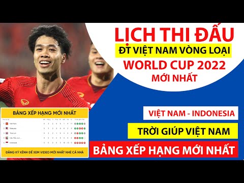 Lịch thi đấu ĐT Việt Nam vòng loại World Cup 2022 | TRỜI GIÚP Việt Nam | Bảng xếp hạng mới nhất