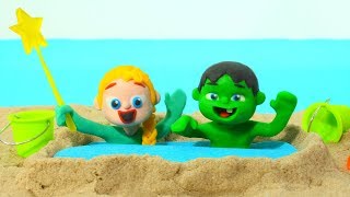 SUPERHERO BABIES BUILD A SAND POOL β€ SUPERHERO BABIES PLAY DOH CARTOONS FOR KIDS
