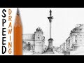 How to draw a street (Warsaw Old Town) - architecture speed drawing