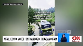 Viral Konvoi Motor Hentikan Bus Di Tikungan Curam