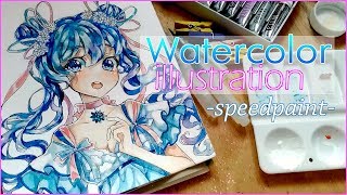 Watercolor Timelapse Anime girl - speedpaint