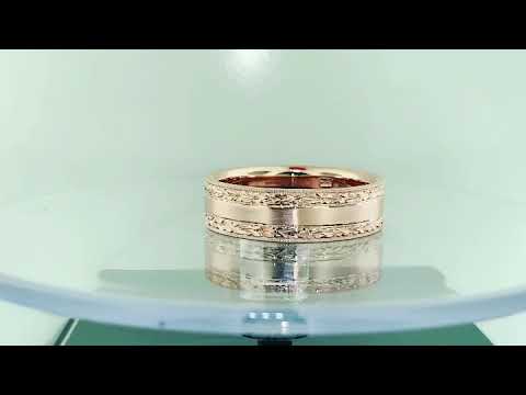 14K Rose Gold Wedding Band, Men's Wedding Ring, Vintage Antique Style Unique Hand Engraved Milgrain Band, 7 mm Handmade 14K Rose Gold Wedding Band, Men's Wedding Ring, Vintage Antique Style Unique Hand Engraved Milgrain Band, 7 mm Handmade
