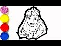Disney Princess Aurora Makeup coloring and drawing Learn Painting Colors for Kids | Magic Toy Art